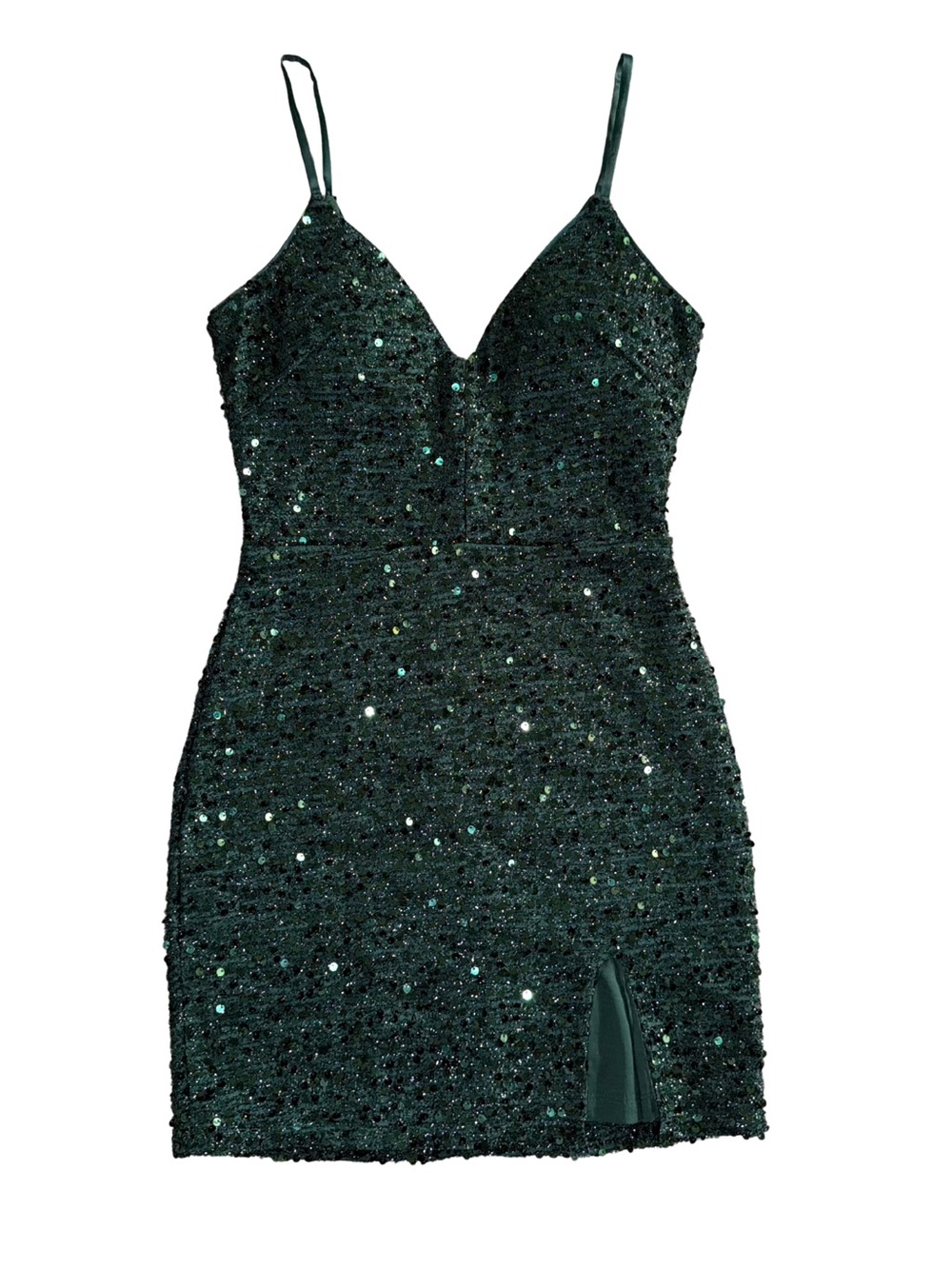 Sparkle Bodycon Mini Dress - Dark Green